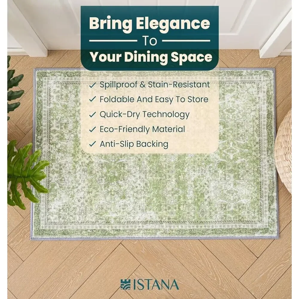 Istana 2x3 Area Rug - Light Green Boho Rugs for Living Room 2x3 - Foldable Small